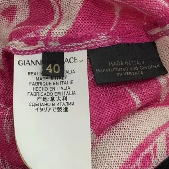 Versace pink and cream tropical button down cardigan sweater size 40 - Picture 9 of 16